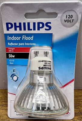 Lot Of Six 6  New Philips 415745 Indoor Flood 50 Watt MR16 GU10 Base Light Bulbs