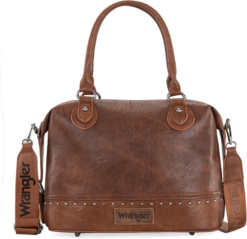 Wrangler Doctor Bag for Women Satchel Handbags with Raw Bramble Brown-strap