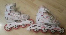 Roller Derby Flex Tech Girls Roller Skates Pink Red White Kids Adjustable Sz 2-5