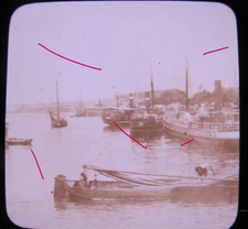 Ostend Belgium Port Original Historical Large Glass Picture Probably Before 1900