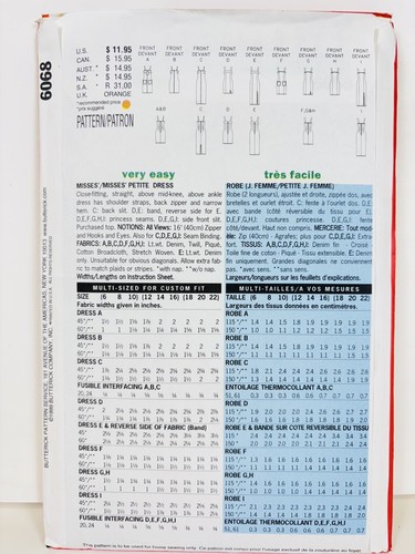 Butterick Sewing Pattern 6068 Misses Apron Dress Nine Styles Size 12 14 16 NEW - Picture 2 of 2