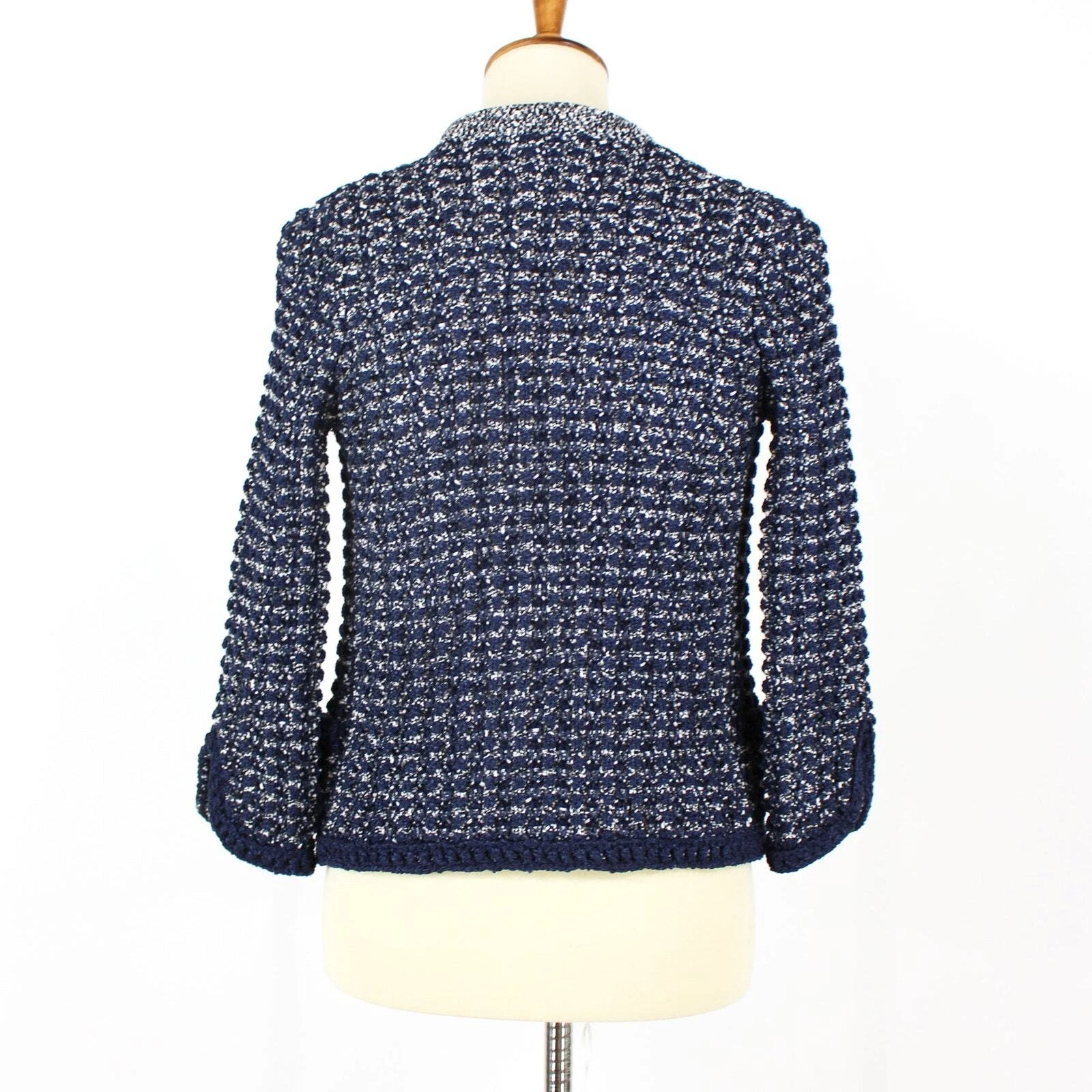 Maglione Chanel 2012 maglia tuta blazer bordo catena aperto davanti cardigan giacca tg 38