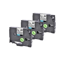 3PK Compatible For Brother P-Touch TZ TZe111 Black on Clear Label Tape 6mm 0.24"