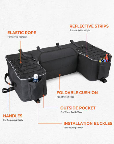 ATV Part Rear Rack Back Seat Storage Pack Luggage Bag Cushion Pad Padded Black - Picture 8 of 15