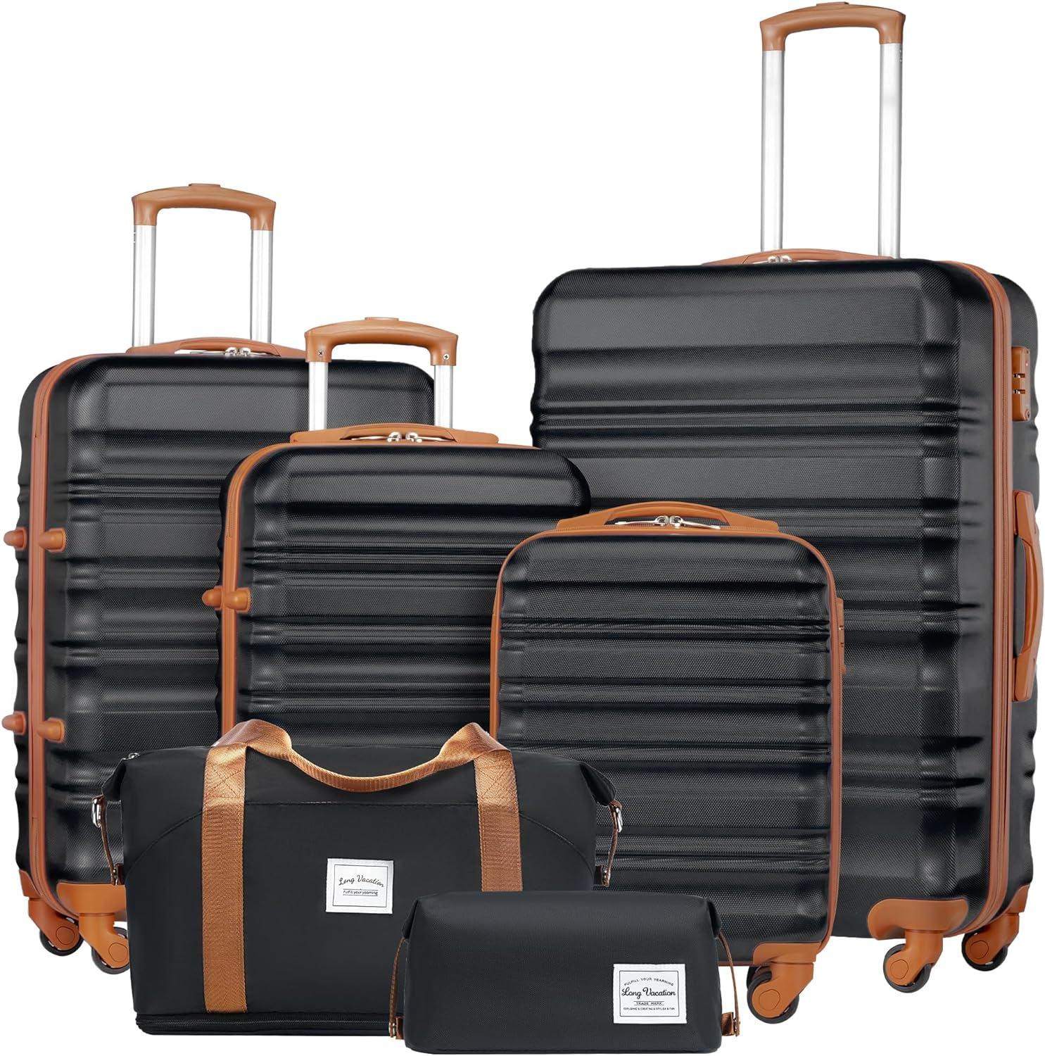 6-Piece Luggage Set with Carry-On, Checked, Underseat, Weekender, Duffel & Toiletry Bag-image