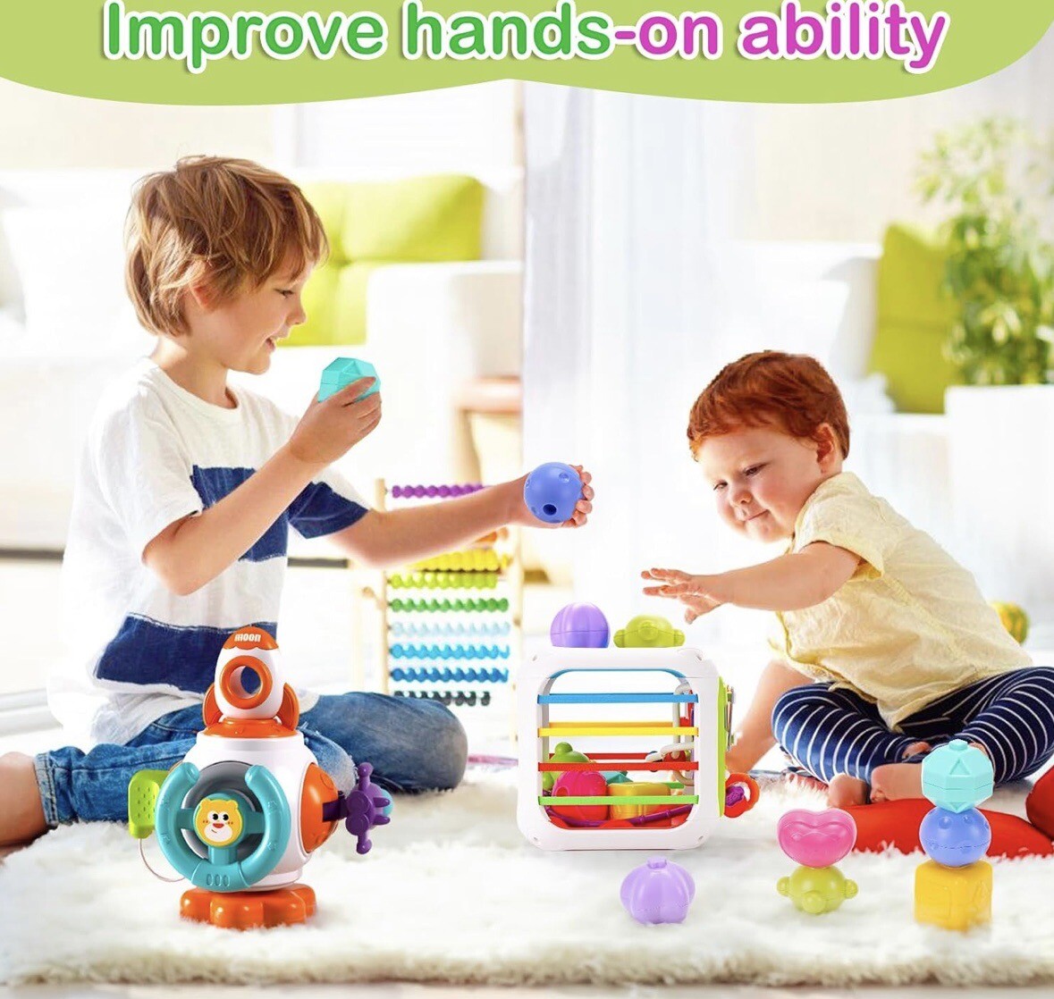 7 in 1 Baby Toys 6 to 12 Months Activity Cube Montessori Toys for 1 2 Year Old B
