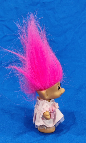 Vintage Troll Russ 3 Inch Flower Girl, Wedding Party, Pink Hair 42501 - Picture 3 of 7
