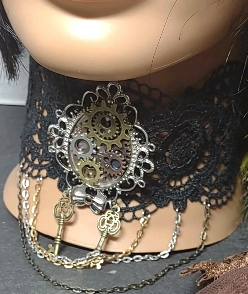 Sombrero Steampunk Ajustado Adulto Encaje Collar Talla Única Marrón Engranajes Coste de Juegos con disfraces Foto 4 de 4