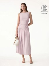 OGL Eco-SkinKiss SkinKiss Cooling Boatneck Ruched Midi Bra Dress/ Pink- SALE!