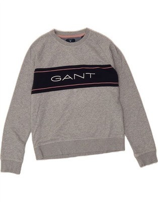 GANT Womens Graphic Sweatshirt Jumper UK 10 Small Grey Colourblock BC05