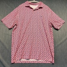 Vineyard Vines Performance Men's Polo Shirt Size L Red Shark Print Golf Top