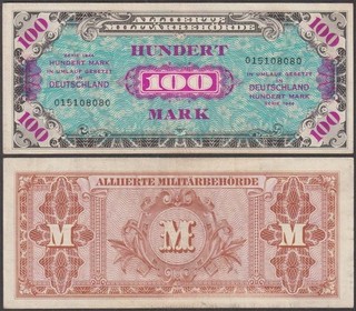 Germany WWII Allied Military Currency 100 Mark 1944 VF P 197