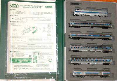 KATO N Amtrak Amfleet Viewliner Phase IV P42 LOCO and 5 Car Set