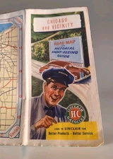 1940s Sinclair Chicago/Vacinity Folding  Road Map Gasoline Oil