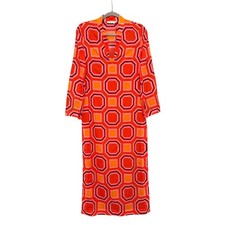 Tory Burch Pink Orange Geometric Print Tunic Long Midi Dress XS