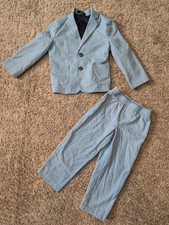 Nautica Blue Plaid Suit Boys Size 4 EUC