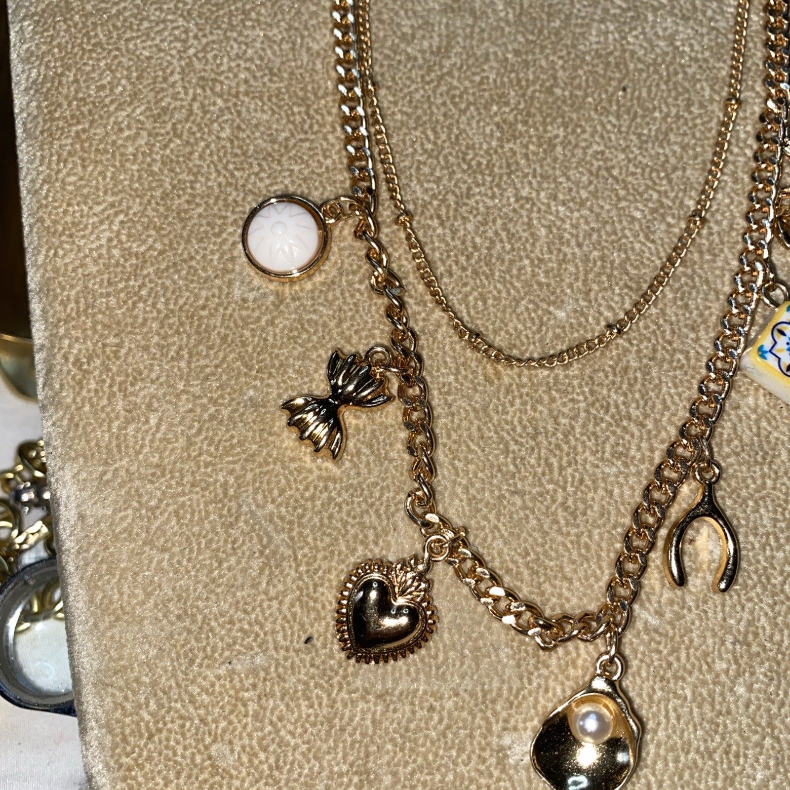 Universal Thread Double Stand Charm Necklace Gold… - image 4