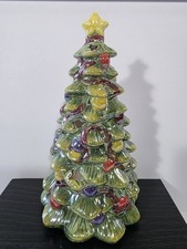 Christmas Tree Tea Light Candle Holder 8" Glazed