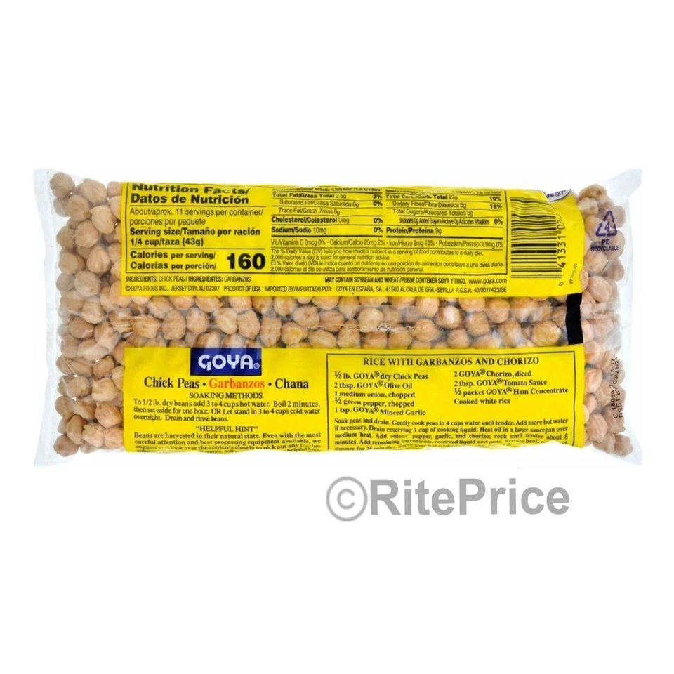 Goya Chick Peas 16 oz | Garbanzos (pacote com 3) 1 libra mais vendido - Frete grátis - Imagem 4 de 4