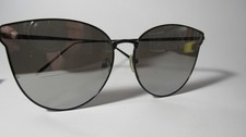 Vintage Cat Eye Sunglasses Black Metal Frame Women Silver Mirror Lens Retro 90s