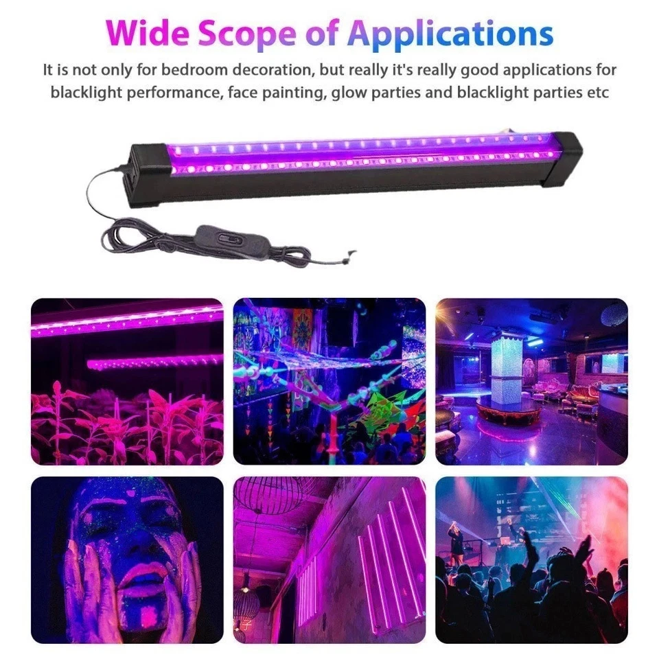 🌟2PCS UV Black Light Bar Fixtures Ultraviolet Lamp Strip US Plug DJ Party Club - Image 4 of 4
