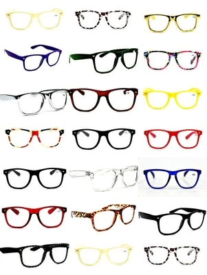 FADS & FASHIONS Klassische modische Unisex großes Gestell Streber/Nerd Lesebrille in 23 Farben TN49
