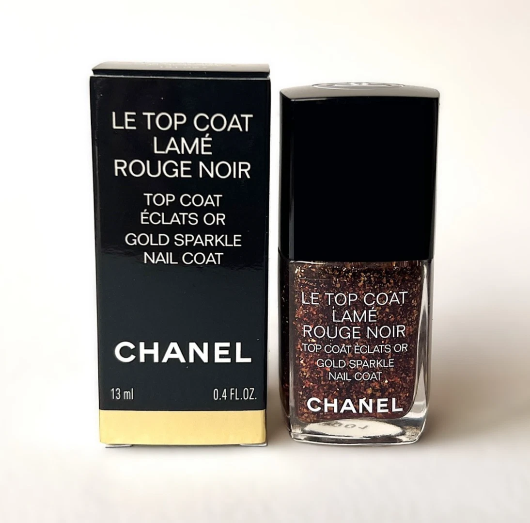 CHANEL Le Top Coat Lame ROUGE NOIR Gold Sparkle Nail Coat Polish