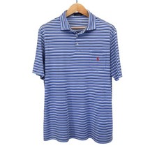 Polo Ralph Lauren Mens XL Blue Striped Short Sleeve Cotton Polo Shirt Pocket