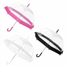 NEW Clear Dome Umbrella White/Pink/Black Mens/Ladies Transparent Clear Umbrella~