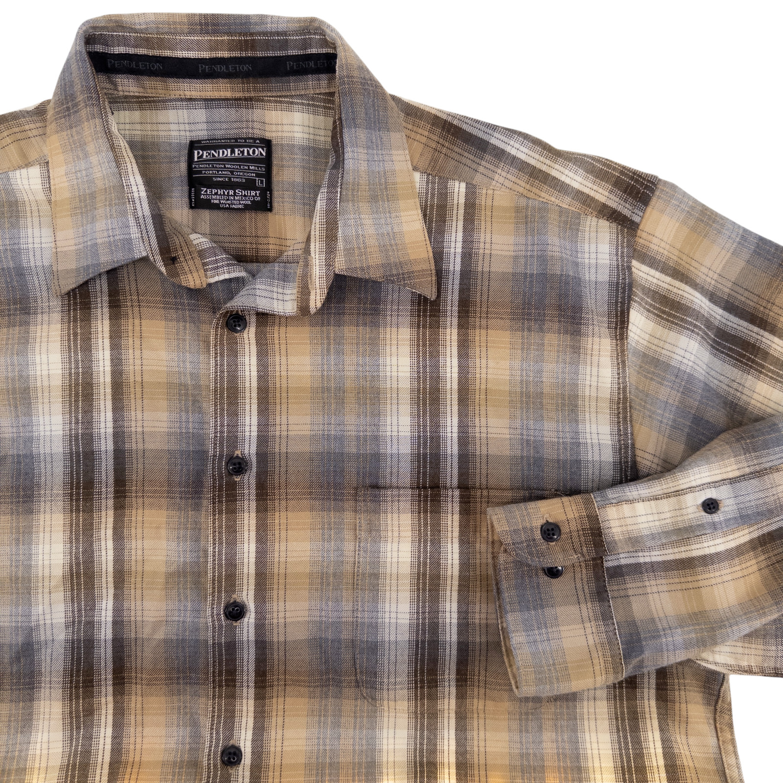 Pendleton Mens Large Zephyr Button Down Shirt Bro… - image 1