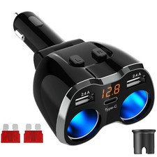 USB C Kfz Ladeger�t Zigarettenanz�nder Verteiler Adapter Auto Splitter Typ C 12V