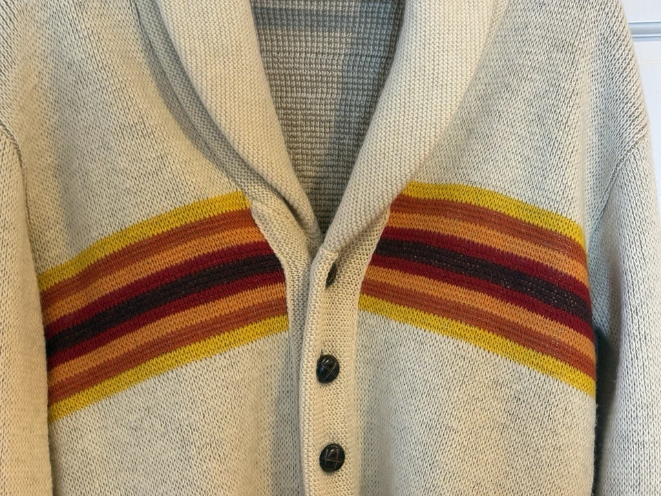 Vintage 70s Pendleton Western Wear Chief Joseph Wool Shawl Cardigan Size L Aztec - Image 2 of 4