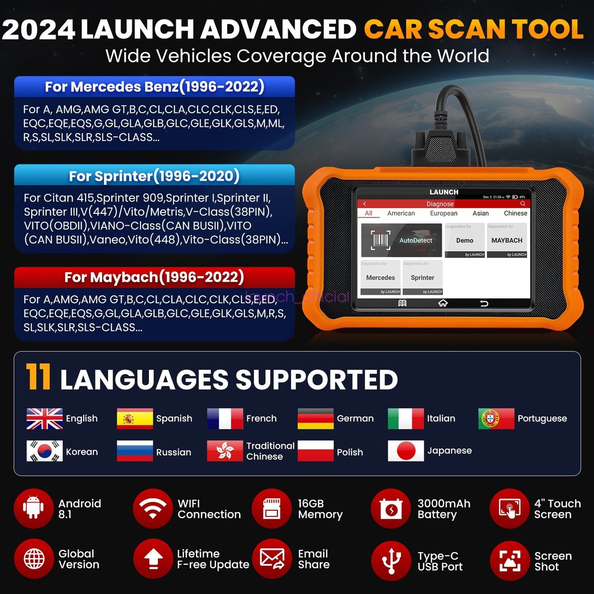 LAUNCH X431 Elite 2.0 Pro Bidirectional OBD2 Scanner Scan Tool for