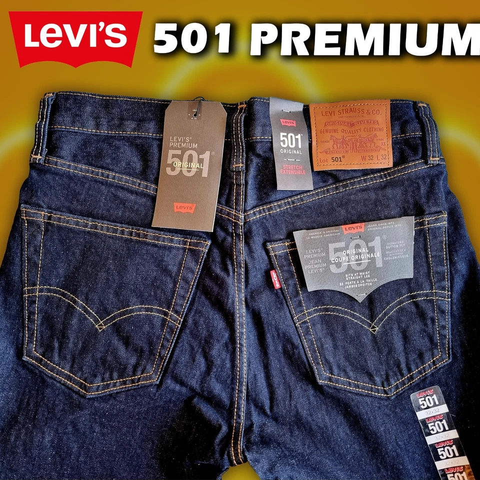 Jeans Levi's 501 Original Calce Regular Para Hombre Pierna Recta Azul Oscuro Foto 3 de 4