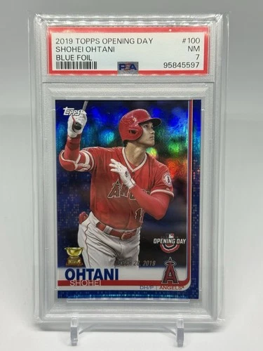 2019 Topps Opening Day Shohei Ohtani Blue Foil Graded PSA 7 SP