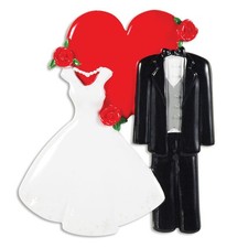 Wedding Dress Tux Heart Personalized Christmas Tree Ornament
