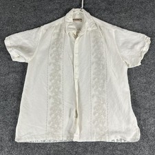 Havanera Shirt Mens Large Embroidered Guayabera Short Sleeve Casual Button Up