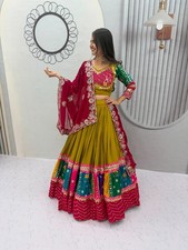 Lehenga and Fox Georgette Dupatta Embroidery Thread Sequins Work Traditional Nav