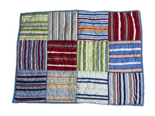 Pottery Barn Kids Patchwork Pillow Sham Quilted Striped Blue Red Green Qty 1