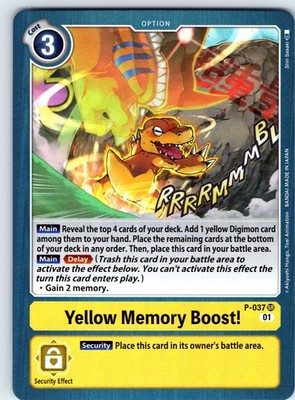 Yellow Memory Boost! Super Rare Digimon Promotion Cards Foil P-037 SR NM