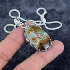 Chrysocolla Gemstone Handmade 925 Sterling Silver Jewelry Pendant 2.01