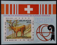 TIMBRE du NICARAGUA - BLOC FEUILLET N°158 BOUQUETIN oblitéré PREMIER JOUR
