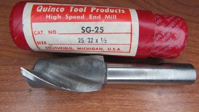 Quinco Tool HSS SG-25 SE 2FL 25/32''x1/2'' shank End Mill Twist spiral bit