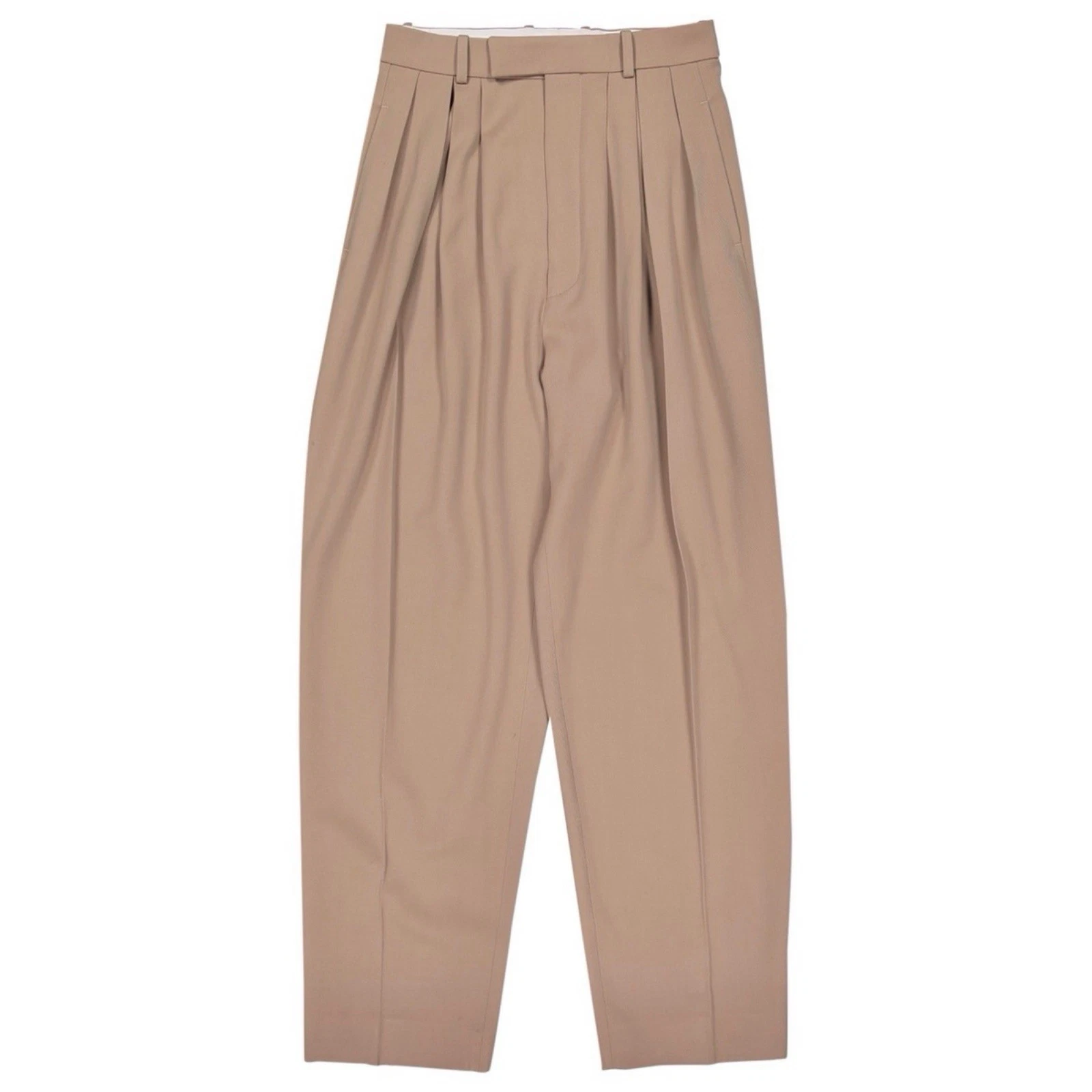 PANTALONE PLISSETTATO CELINE BEIGE LANA GABARDINE VITA ALTA TAGLIA 38 PHOEBE PHILO