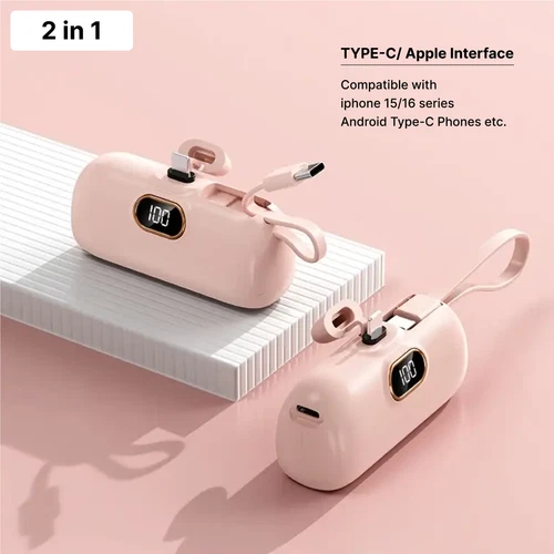 Power Bank Fast Charger USB-C & iPhone Dual Connector Capsule Backup Battery UK - Picture 9 of 35