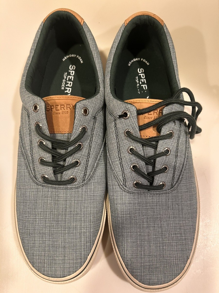 Sperry Striper II CVO Sneaker Canvas Boat Shoe Blue GreenMens Size