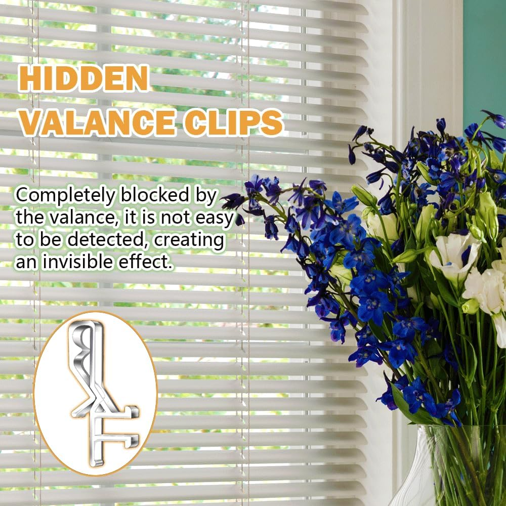 12 PCS Hidden Channel Valance Clips, 17/8Inch Clear Plastic Blinds