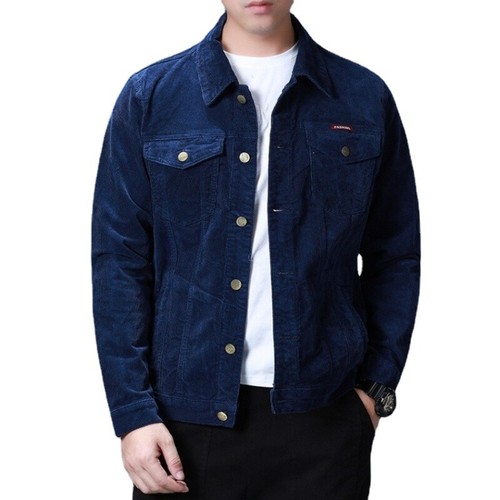 Herren Cordjacke Taschen Knopfleiste Retro Western Trucker Mantel Oberteil schmal - Bild 2 von 20