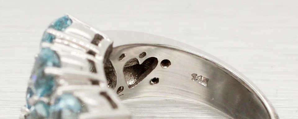 Anillo Sonia Bitton 3,25 ctw banda aguamarina | Acentos de diamantes | Oro blanco de 14 k Foto 3 de 4