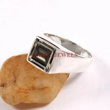 Natural Smoky Quartz Gemstone with 925 Sterling Silver Ring for Men's #5206